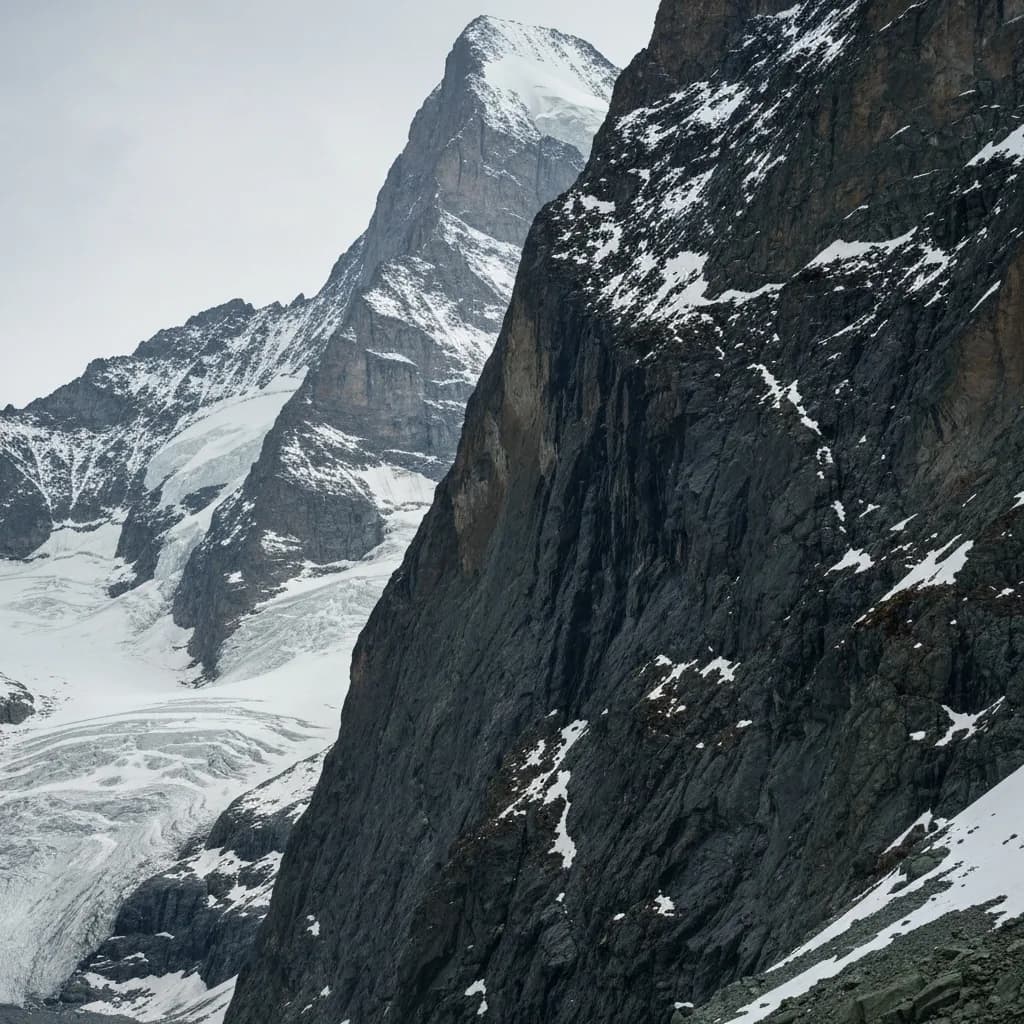 Eiger-Nordwand und vergletscherte Gipfel des Berner Oberlands