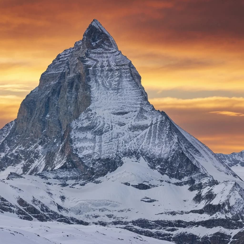 Die markante Pyramidenform des Matterhorns an der Schweizer-Italienischen Grenze